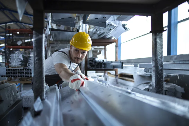 Steel stock handled in a warehouse