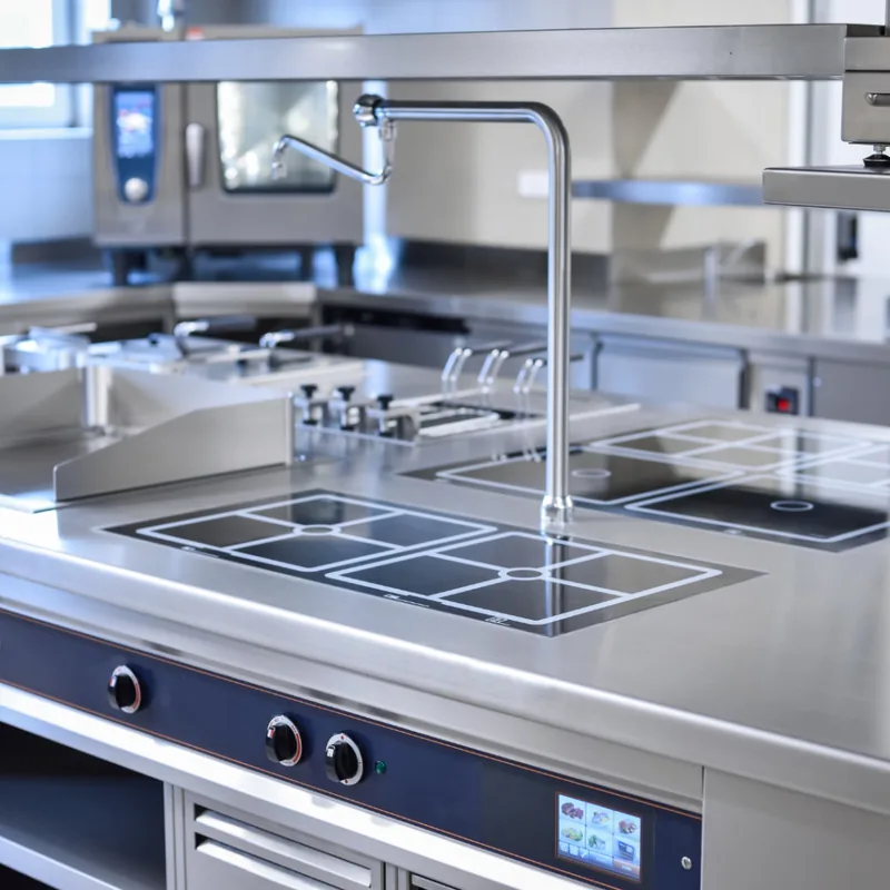 Stainless steel commercial kitchen counter